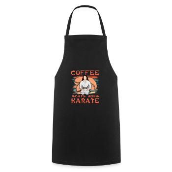 Café, chats et karaté - Tablier de cuisine - noir - Devant - AI Model Male 185 dark (185cm)