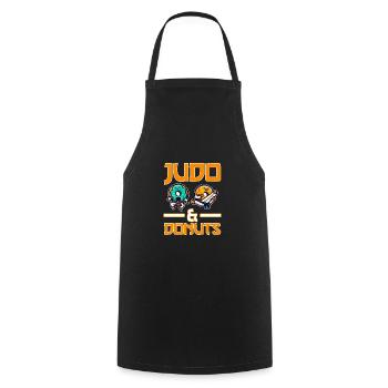 Judo et beignets - Tablier de cuisine - noir - Devant - AI Model Male 185 dark (185cm)