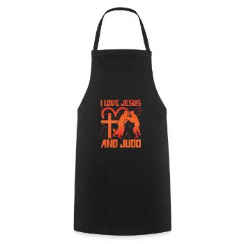 I love Jesus and my Judo - Cooking Apron - black - Front - AI Model Male 185 dark (185cm)