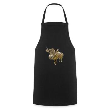 Vache drôle - Tablier de cuisine - noir - Devant - AI Model Male 185 dark (185cm)
