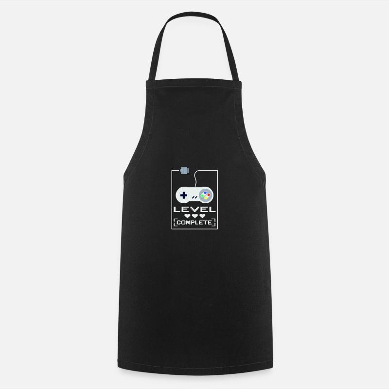 Super NES Controller Level Completed Gaming Design - Cooking Apron - black