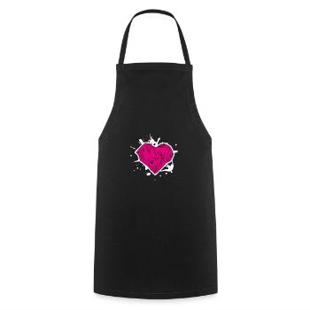 Tee shirt femme coeur de bloc - Tablier de cuisine - noir - Devant - AI Model Male 185 dark (185cm)