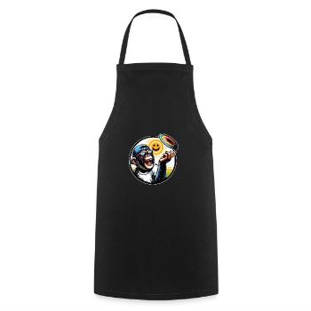 Chimpanzé avec lunettes de soleil, casquette de baseball et frisbee - Tablier de cuisine - noir - Devant - AI Model Male 185 dark (185cm)