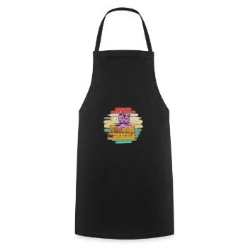 Synthesizer Keyboard Cat Retro Analog Modular - Cooking Apron - black - Front - AI Model Male 185 dark (185cm)