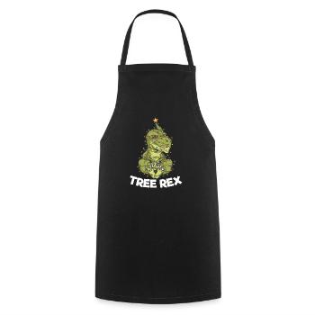 Christmas Tree T-Rex Xmas Lights Pun Gift - Cooking Apron - black - Front - AI Model Male 185 dark (185cm)