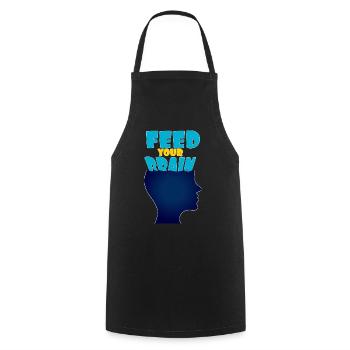 Feed your brain - füttere Dein Gehirn - Cooking Apron - black - Front - AI Model Male 185 dark (185cm)