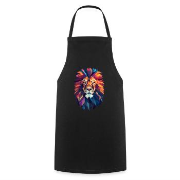 Magnifique polygone tête de lion coloré lion - Tablier de cuisine - noir - Devant - AI Model Male 185 dark (185cm)