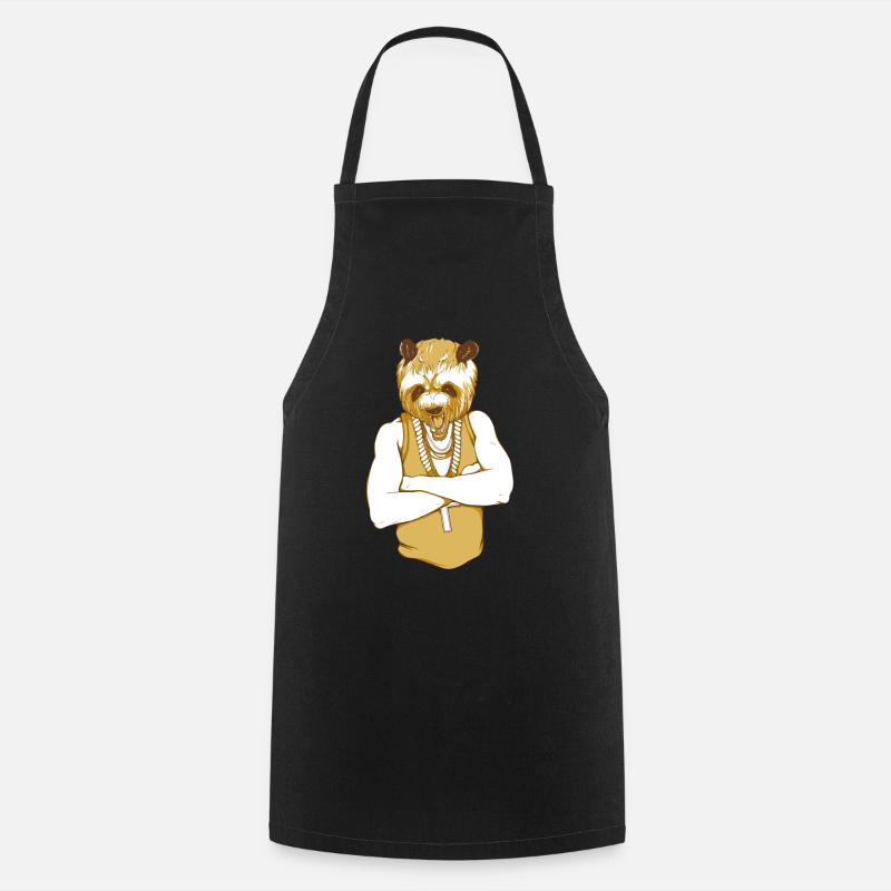 Vintage gangster panda - Cooking Apron - black