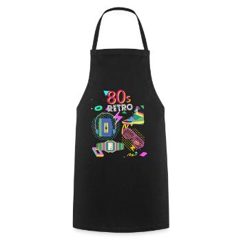 80s 80s retro eighties vintage - Cooking Apron - black - Front - AI Model Male 185 dark (185cm)
