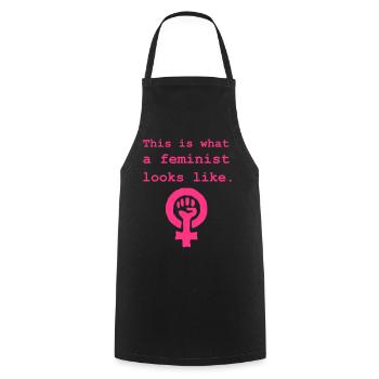 Feminism - Cooking Apron - black - Front - AI Model Male 185 dark (185cm)
