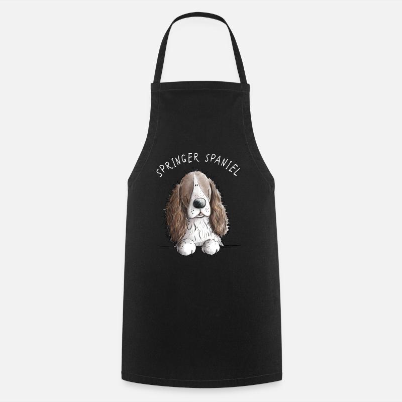 English Springer Spaniel I Comic Dog Gift - Cooking Apron - black