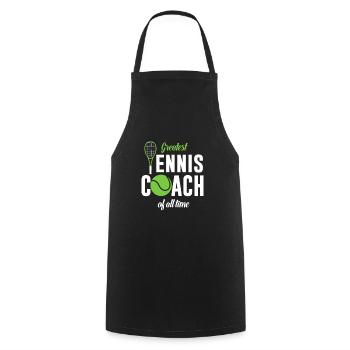 Largest tennis coach ever - Cooking Apron - black - Front - AI Model Male 185 dark (185cm)
