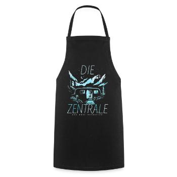 Die Drei ??? Die Zentrale - Kochschürze - Schwarz - Vorne - AI Model Male 185 dark (185cm)