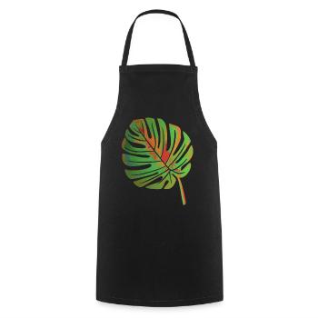Monstera Blatt - Kochschürze - Schwarz - Vorne - AI Model Male 185 dark (185cm)