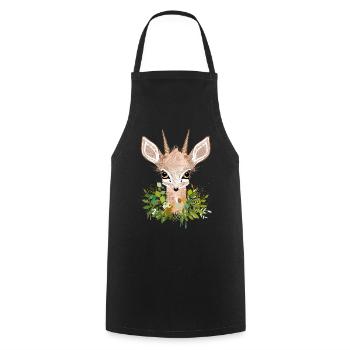 Zwergantilope Dikdik mit großen Augen - Kochschürze - Schwarz - Vorne - AI Model Male 185 dark (185cm)