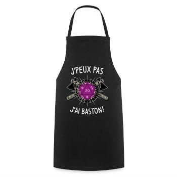 J'peux pas j'ai baston ! - Tablier de cuisine - noir - Devant - AI Model Male 185 dark (185cm)