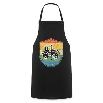 Tractor for Farmers & Farmers - Vintage Emblem - Cooking Apron - black - Front - AI Model Male 185 dark (185cm)