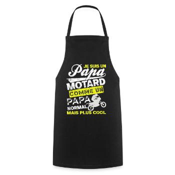 Papa Motard Audacieux - Tablier de cuisine - noir - Devant - AI Model Male 185 dark (185cm)