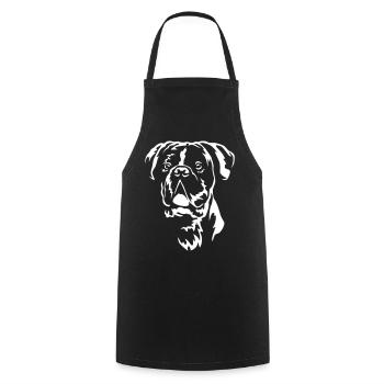 Boxer Kopf "Black Edition" - Kochschürze - Schwarz - Vorne - AI Model Male 185 dark (185cm)