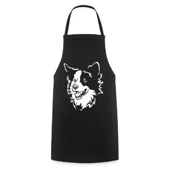 Border Collie Kopf "Black Edition" - Kochschürze - Schwarz - Vorne - AI Model Male 185 dark (185cm)