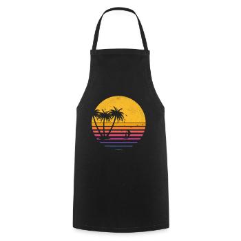 Plage été vacances palmiers 4 - Tablier de cuisine - noir - Devant - AI Model Male 185 dark (185cm)