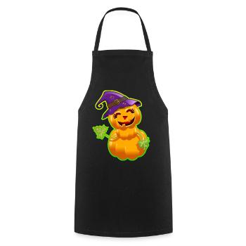 Mignonne Citrouille d'Halloween – Orange - Tablier de cuisine - noir - Devant - AI Model Male 185 dark (185cm)