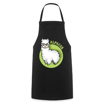 alpaca lama symbol comic cartoon süß Alpaka icon - Kochschürze - Schwarz - Vorne - AI Model Male 185 dark (185cm)