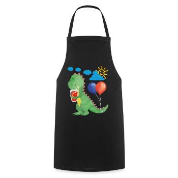 Small dino with refreshment and balloons - Cooking Apron - black - Front - AI Model Male 185 dark (185cm)