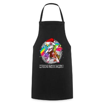 Dabbing Licorne Noël Dicton Licorne - Tablier de cuisine - noir - Devant - AI Model Male 185 dark (185cm)