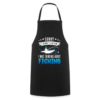 Funny fishing design - funny fisherman motif - Cooking Apron - black - Front - AI Model Male 185 dark (185cm)