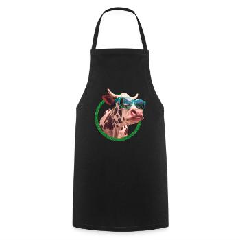 cool cow wearing sunglasses - Cooking Apron - black - Front - AI Model Male 185 dark (185cm)