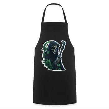 Grim Reaper with grass - Cooking Apron - black - Front - AI Model Male 185 dark (185cm)