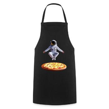 Hovering astronaut over pizza - Cooking Apron - black - Front - AI Model Male 185 dark (185cm)