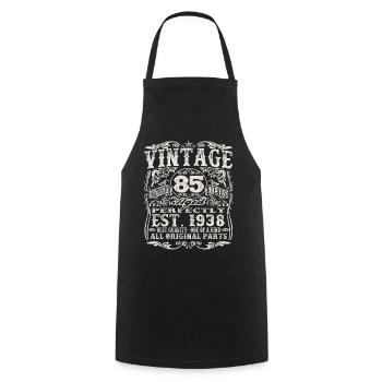 born in 1938 - 85 years old - Cooking Apron - black - Front - AI Model Male 185 dark (185cm)