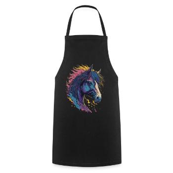 Pop Art Horse - Kochschürze - Schwarz - Vorne - AI Model Male 185 dark (185cm)