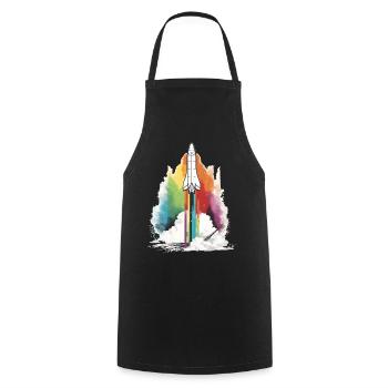 Rainbow Rocket - Cooking Apron - black - Front - AI Model Male 185 dark (185cm)