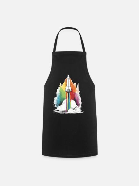 Regenbogen Rakete - Kochschürze - Schwarz