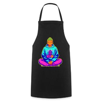 Buddha with colorful hip hop hoodie - Cooking Apron - black - Front - AI Model Male 185 dark (185cm)