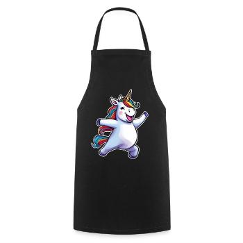 Cute funny dancing unicorn - Cooking Apron - black - Front - AI Model Male 185 dark (185cm)