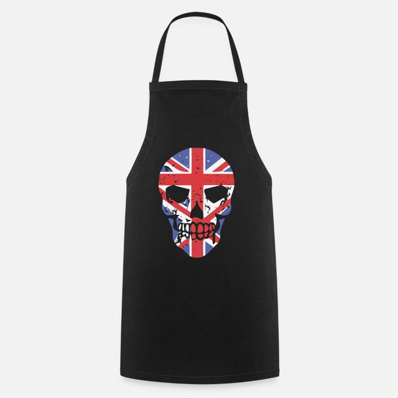 Skull with Union Jack Overlay - Cooking Apron - black