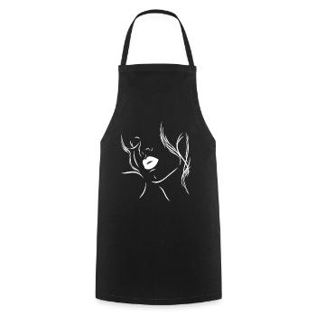 Feminine silhouette with sensual lips - Cooking Apron - black - Front - AI Model Male 185 dark (185cm)