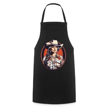 Fille de l’Ouest - Tablier de cuisine - noir - Devant - AI Model Male 185 dark (185cm)