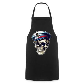 Grinning skull with captain's cap - Cooking Apron - black - Front - AI Model Male 185 dark (185cm)