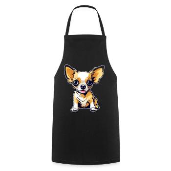 Niedlicher kleiner Chihuahua Hund im Comic Style - Kochschürze - Schwarz - Vorne - AI Model Male 185 dark (185cm)