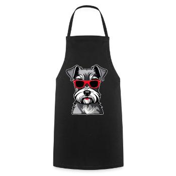 Cute Schnauzer Dog with Glasses II - Cooking Apron - black - Front - AI Model Male 185 dark (185cm)