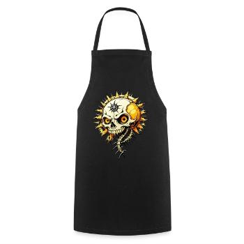 Sun Skull / Totenkopf Sonne / Sonnenschein FS0065 - Kochschürze - Schwarz - Vorne - AI Model Male 185 dark (185cm)