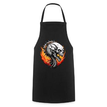 Fire Dragon Skull // Totenkopf Feuerdrache FS0099 - Kochschürze - Schwarz - Vorne - AI Model Male 185 dark (185cm)