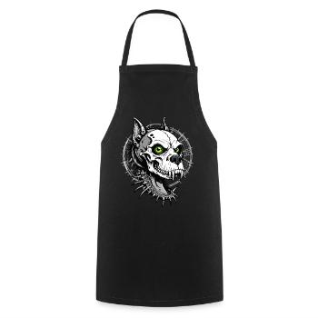Crâne de chien // Totenkopf Hund // wuff FS0102 - Tablier de cuisine - noir - Devant - AI Model Male 185 dark (185cm)