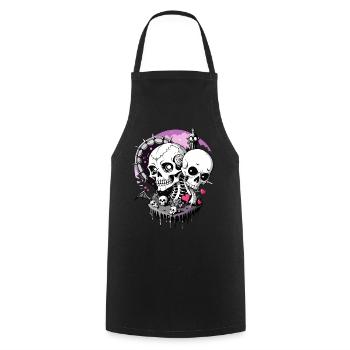 Valentine's Skull / Skull Valentine's Day FS0127 - Cooking Apron - black - Front - AI Model Male 185 dark (185cm)
