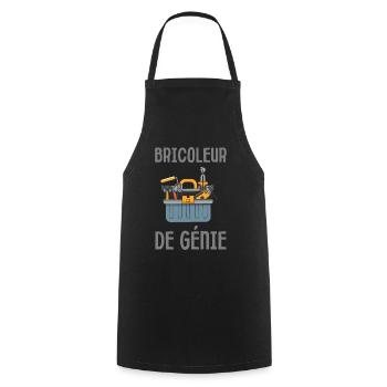 Bricoleur de génie fête des pères - Tablier de cuisine - noir - Devant - AI Model Male 185 dark (185cm)